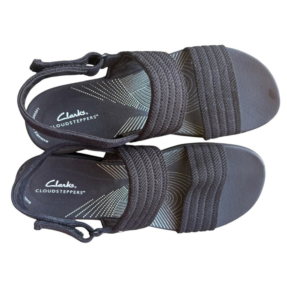 Clarks Cloudsteppers Arla Kaylie Black Wedge Sandals 9.5